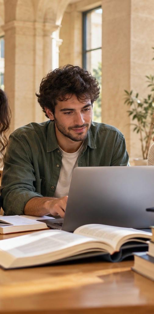 Immagine illustrativa generata con IA: studenti universitari studiano insieme